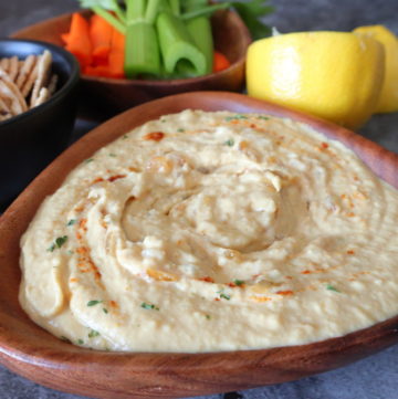 Caramelized onion hummus vegan no oil recipe